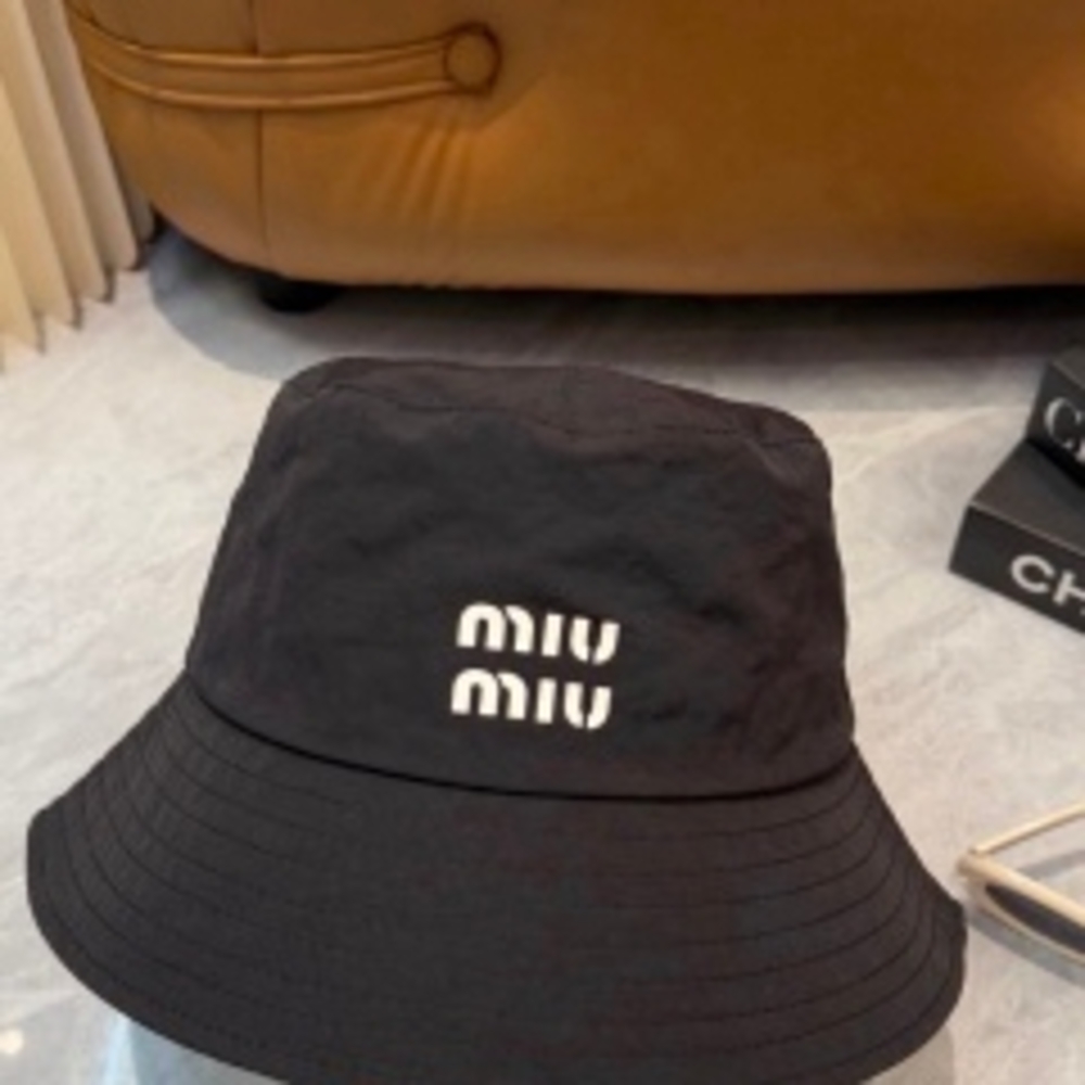 🖤Miu Miu🖤Black Nylon Bucket Hat White Stacked Logo